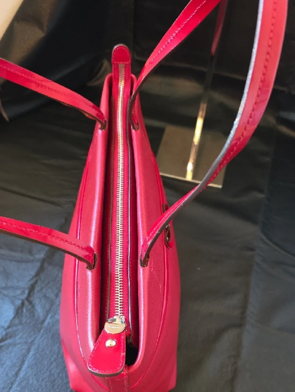 Salvatore Ferragamo Red Leather Tote with Bow Detail